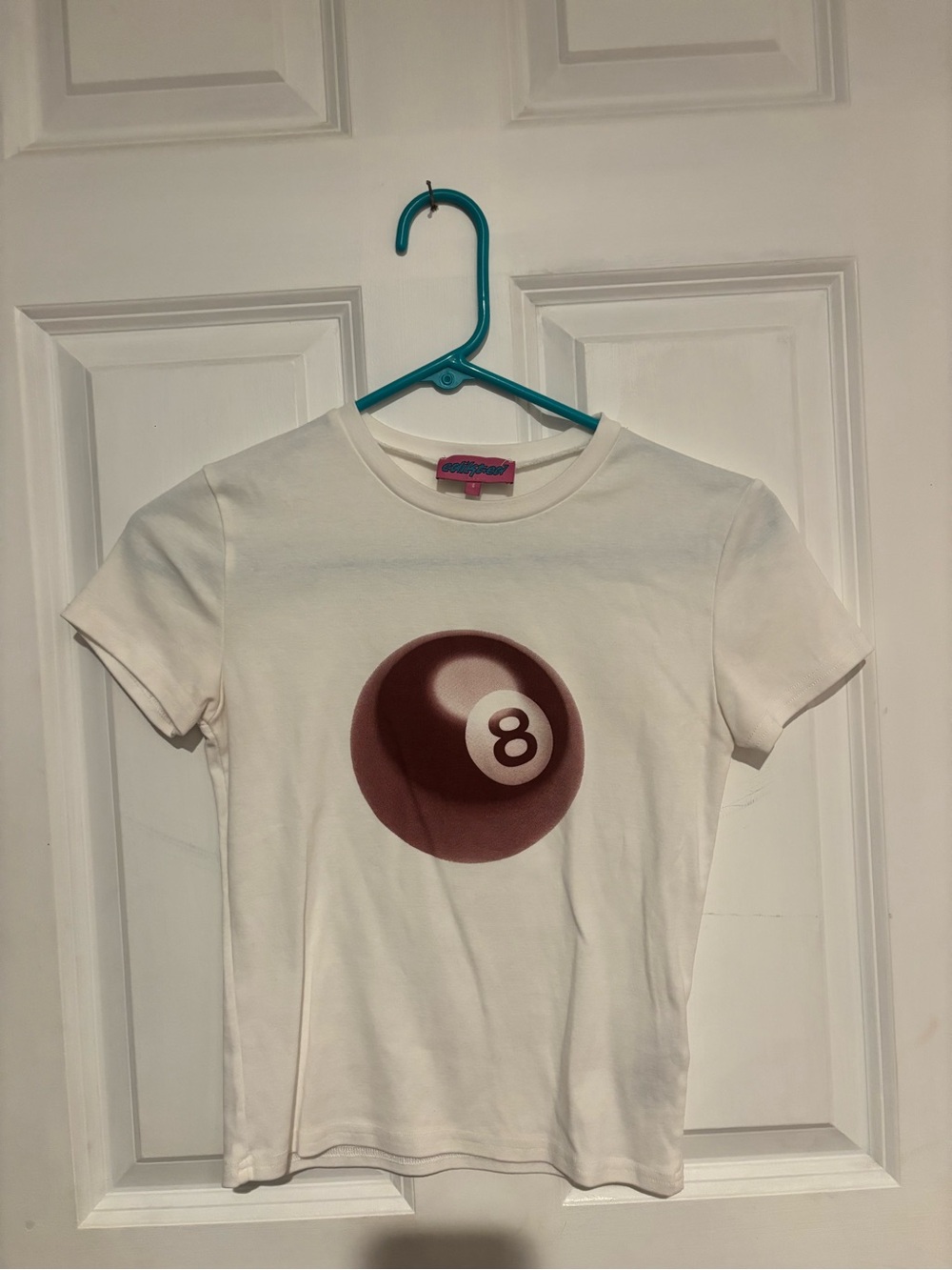 Edikted White Tee with 8-Ball Graphic